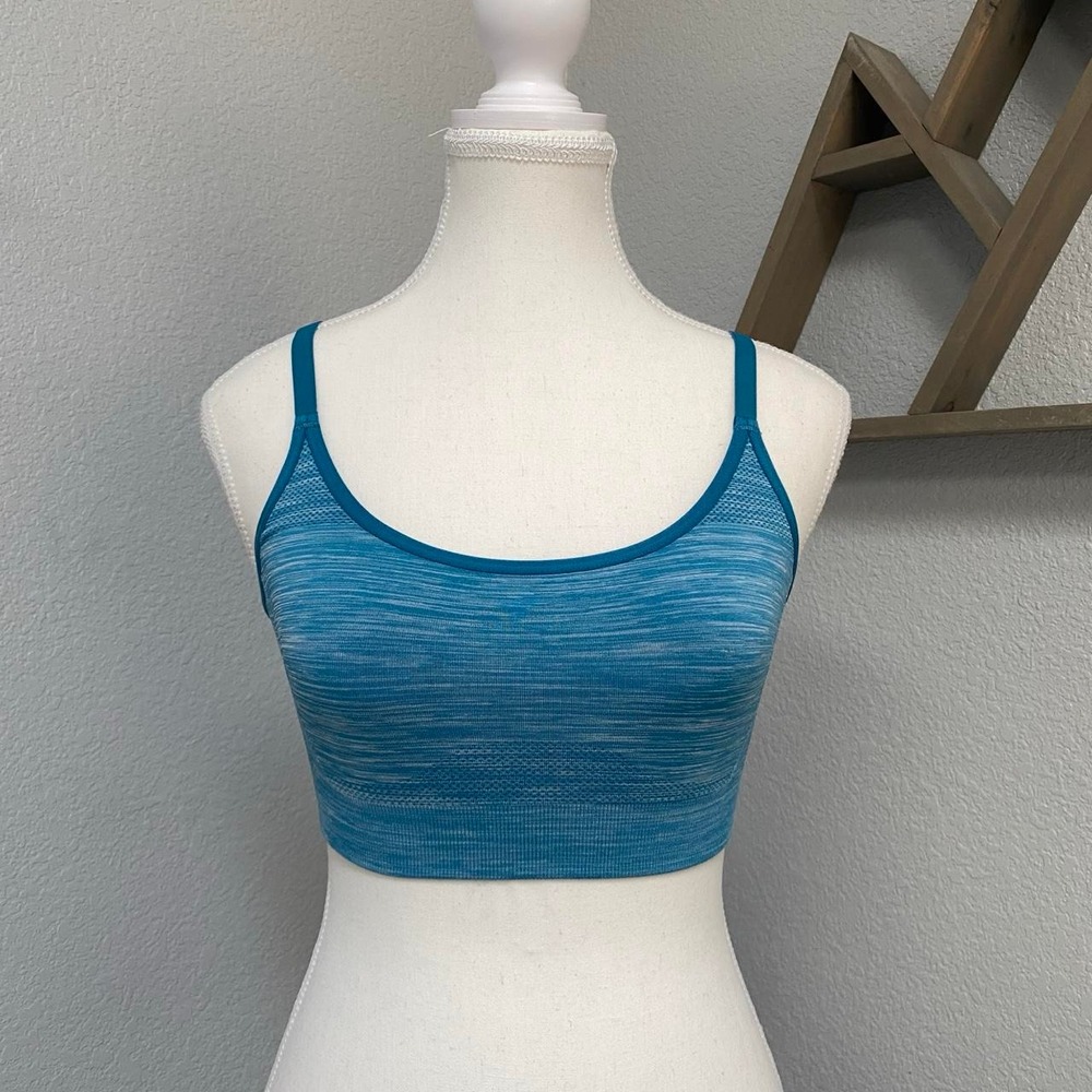UNDER ARMOUR HEATHER TEAL BLUE SPORTS BRA ACTIVEWEAR GYM WORKOUT CASUAL